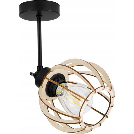 Moderne LED-Deckenpendelleuchte aus Holz (1/5)