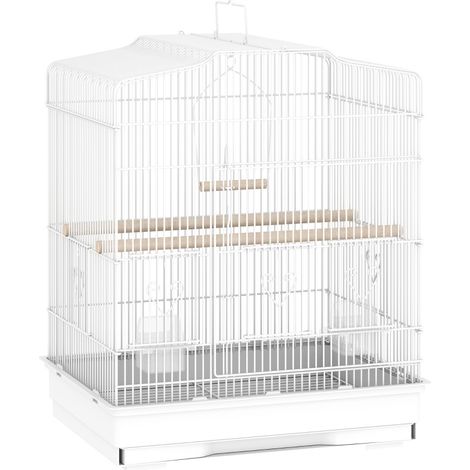 CHICFURN Jaula para pájaros diseño vintage 46,5 x 36 x 59 cm acero madera y plástico (1/5)