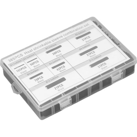 385-teiliges Schrumpfschlauch-Set, elektrische Isolierung, feuerfest, Kabel- und Drahtschutz, Aufbewahrungspackung (1/5)