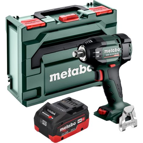 Atornillador de impacto a batería Metabo SSW 18 LTX 550 BL 18 V 550 Nm sin escobillas + 1 batería LiHD 8,0 Ah + metaBOX - sin cargador