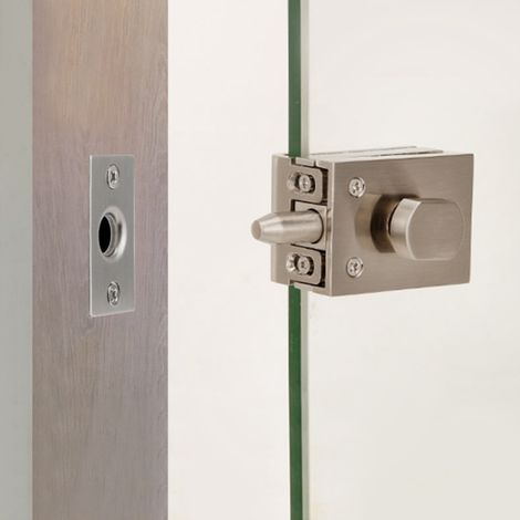 Verrou de porte en verre à poignée rotative pour salle de bain d'hôtel ou de maison (1/5)
