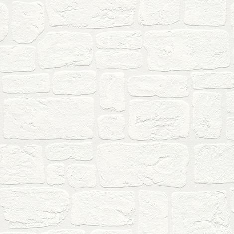 Papier peint imitation pierre claire – Tapisserie vinyle 10,05 x 0,53 m – Raccord sauté 64/32 cm pour salon moderne – Bricoflor (1/5)