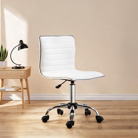 Chaise de bureau coloris blanc en bonded cuir 48 x 52 x 90 cm (1/5)
