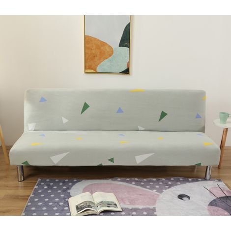 sans Bras Housse de clic clac Housse de Canapé Extensible Elastique Housse canape lit Housse de Canapé sans Accoudoirs, Petit motif triangle coloré
