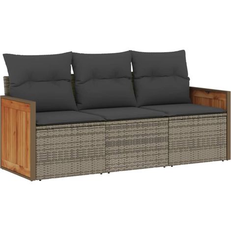 Maison Exclusive - 3-tlg. Garten-Sofagarnitur mit Kissen Grau Pol