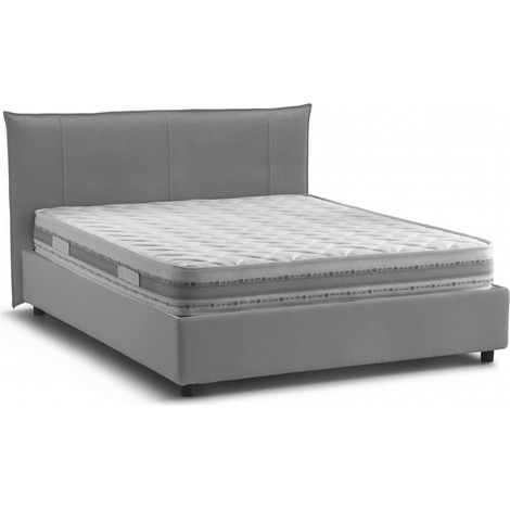 Talamo Italia Doppelbett Ilenia, Containerbett mit Stoffbespannung, 100% Made in Italy, Frontöffnung, inklusive Matratze 160 x 200 cm, Grau