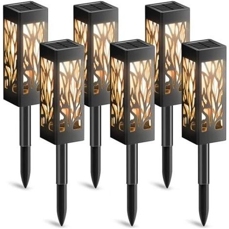 Lampe Solaire Exterieur Jardin, 6 Pièces Lumière Solaire Extérieure avec Lumière Blanche Chaude, IP65 Étanche Décoration Jardin Lanterne Solaire Auto On/Off pour Cour Outdoor Cour Pelouse [Cl (1/5)