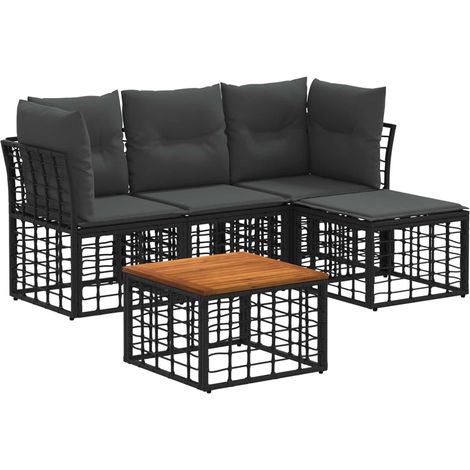 vidaXL Set di divani da esterno 5 pcs Nero e Grigio scuro