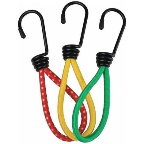 Tendeurs Elastique avec Crochets en Métal (Lot de 15) - 15 cm - Tendeur Bache Rouge Crochet Sandow Très Résistant pour Camping, Tarpes, Tentes Canopées(Jaune5+rouge5+vert5) (1/4)