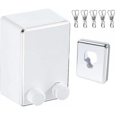 Séchoir à linge d'intérieur rétractable, acier inoxydable, boîtier ABS, blanc (1/4)