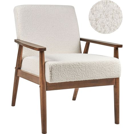 Sessel ESRUM Bouclé Dunkelbraun / Weiß