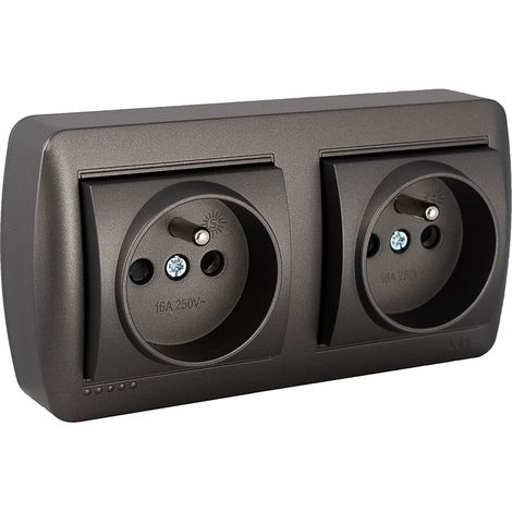 Base fija doble 2p+t, 16a 250v. de superficie. serie mural (1/2)