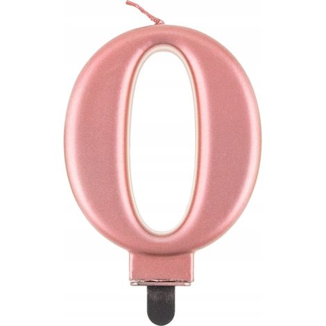 Candela numero 0, oro rosa metallizzato, 8 cm
