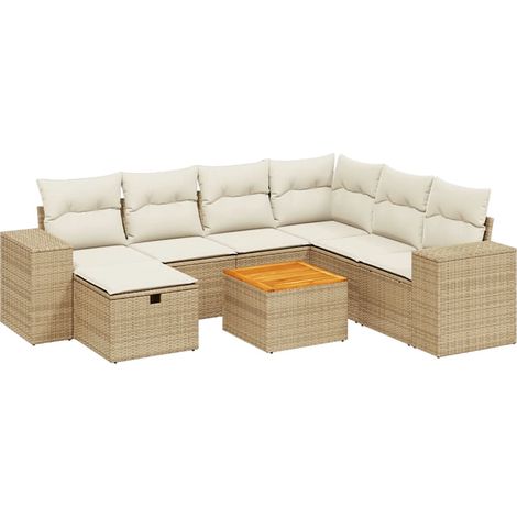 Maison Exclusive - 8-tlg. Garten-Sofagarnitur mit Kissen Beige Po