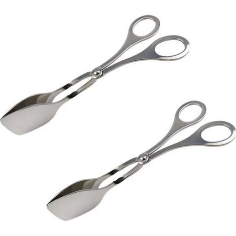 Pinces Cuisine - Acier Inoxydable - 18,5 cm - Pour Barbecue Salade Pâtisserie Buffet - 2 Pièces