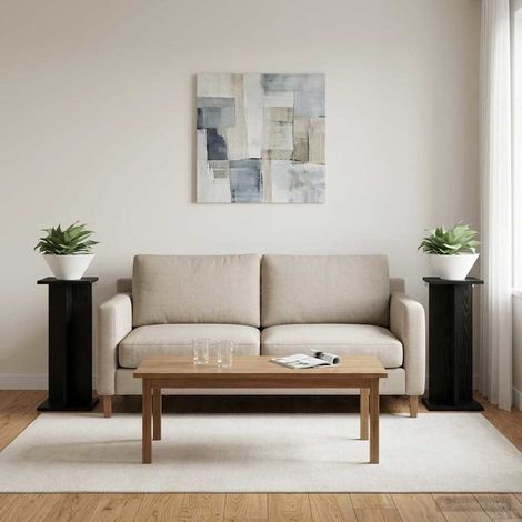 Lot de 2 Supports de Plante Multi-niveaux en Bois d'Ingénierie Chêne Noir 25x25,5x60,5 cm - PANGIVO (1/5)