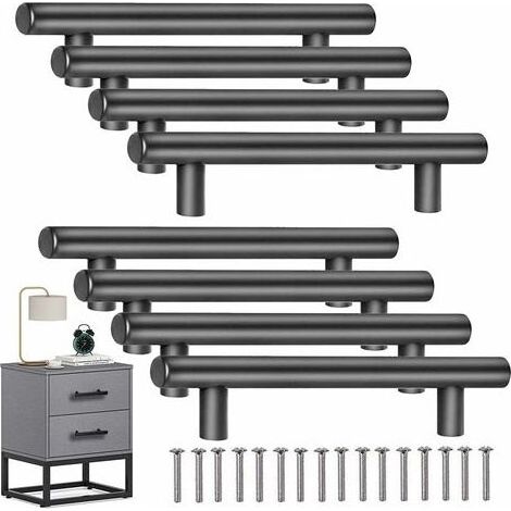 PCS T- Bar Bâton Cuisine Porte Poignées Tire Avec Vis(150MM), Acier Inoxydable Poignee de Meuble Cuisine Espacement des Trous de 96 mm, pour Porte d'armoire Poignées de Porte de Cuisine, le noir (1/5)