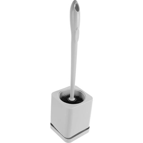 Brosse WC à long manche avec support, poils souples blancs pour le nettoyage des toilettes et urinoirs. Accessoire pratique pour salle de bain et hôtel. Anti-odeurs et base stable. (1/5)