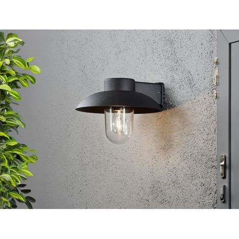 LED Außenwandleuchte aus Aluminium Schwarz & Klarglas, Höhe 21cm (1/4)