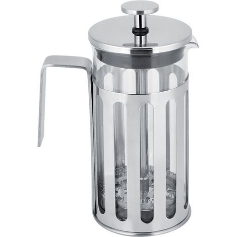 1 cafetière à filtre, verre borosilicaté et acier inoxydable, 350 ml, 2 tasses, design élégant argent, usage domestique (1/5)