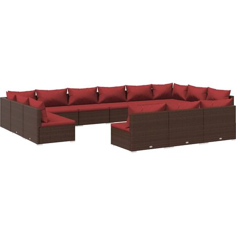 Maison Exclusive - Set Divani da Giardino 13 pz con Cuscini in Polyrattan Marrone (1/5)