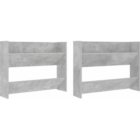 Armoires à chaussure Meuble à chaussures murales 2 pcs Gris béton 80x18x60 cm (1/5)