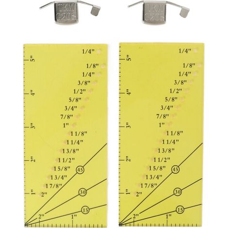 Set mit 2 magnetischen Nählinealen, massiver Edelstahl, gelbes, transparentes Acryllineal mit Positionierungsmagnet (1/5)