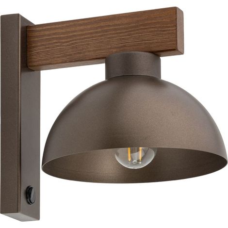 Wandlampe Metall E27 20 cm hoch Walnuss Braun