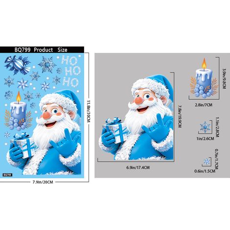 Décorations de Noël, autocollants pour fenêtres, Père Noël, bonhomme de neige, renne, autocollants statiques pour vitres, autocollants flocons de neige pour fenêtres