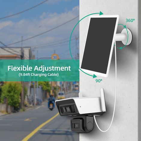 Pannello solare Toivize da 10 W, telecamera di sicurezza monocristallina impermeabile IP65 Toivize, cavo USB Type-C, supporto regolabile a 360° da 3 m, nero (1/4)
