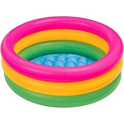 TRADE SHOP - Piscina Bagnetto Gonfiabile 3 Anelli Rotonda Bambini Spiaggia Mare 60x25cm -
