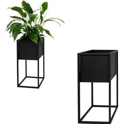 Cache-pot de fleurs en métal noir Loft Monaco S 28x28x60 (1/5)