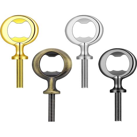 Set of 4 blank threaded metal bottle openers - Stainless steel inserts - Beer bottle opener - Raw wooden bottle opener - Beer corkscrew for home, pub, outdoor use (1/5)