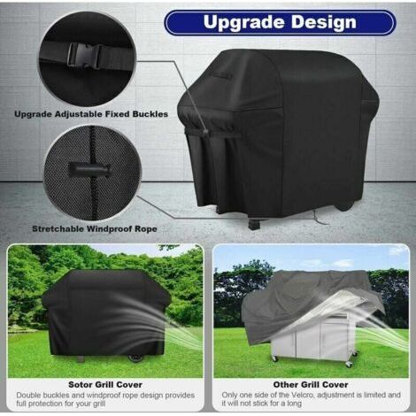 Housse pour Barbecue en Double Couche Imperméable 600D, Fixation Bilatérale Réglable avec Boucle, Convient pour Barbecue Weber, Dimensions 152 cm/60 pouces. (1/3)