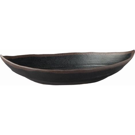 Bol en forme de feuille en mélamine noire, 25,5 x 14 x 5,5 cm, 0,4 l (1/2)