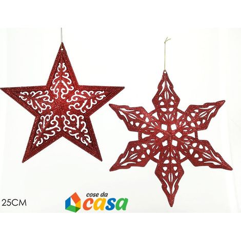 Stella rossa da 25cm per albero di natale decorazioni addobbi natalizi vetrina (1/5)
