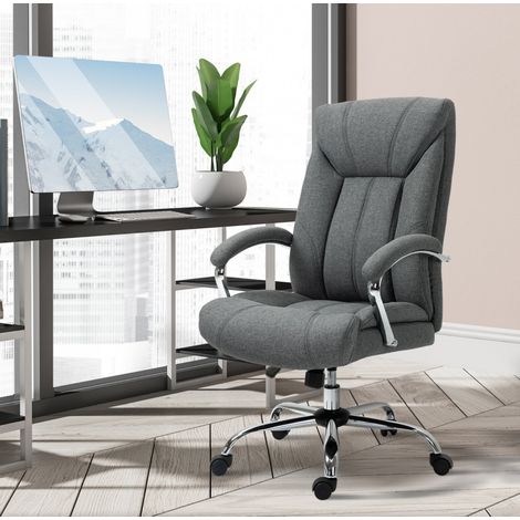 Silla de oficina ergonómica giratoria con reposacabezas y reposabrazos acolchados gris OKWISH (1/5)