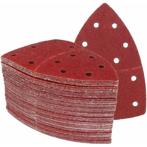 Triangles de Ponçage │ 60 pièces │ 11 trous │ 105 x 152 mm │ Mixpack (10 x grain 40/60/80/120/180/240 chacun) │ pour ponceuses multiples │ Feuilles Abrasives │ Papier Abrasif (1/5)