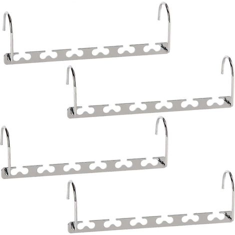 Solutions gain de place pour votre placard : cintres robustes avec fentes double face pour un rangement maximal, construction en acier inoxydable pour une durabilité accrue. (1/4)