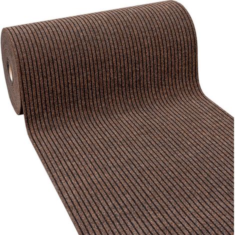 Passatoia Antiscivolo Corridoio Moquette Spessa Interno Esterno Tappeto Ingresso A Righe Marroni - 100x40 Cm