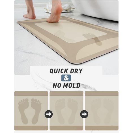 Tapis de salle de bain – Tapis de salle de bain absorbant à séchage rapide avec envers en caoutchouc, tapis de salle de bain fin pour salle de bain,tapis de douche pour salle de bain 40 x 60 cm (1/5)