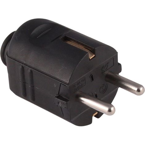 Fiche 2p+t Schuko 16a 250v, Sortie De Câble Droite, Noire