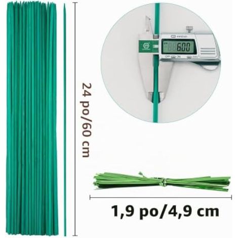 Tuteurs pour plantes 50 x 60 cm - Tuteurs résistants aux intempéries - Supports pour tomates, pois, légumes, orchidées, avec 50 attaches torsadées (1/4)