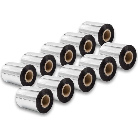 vhbw 10x Thermal Ribbon compatible with Zebra PAX-Serie, 105SL, 105SE, S400 Label Printer, 80 mm x 300 m, Wax-Plus, Black