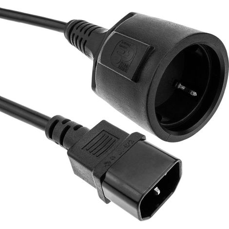 Câble alimentation électrique IEC-60320 C14 vers schuko femelle 20cm (1/5)