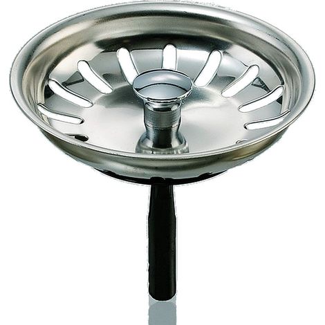 Universal Edelstahl Siebkörbchen 3,5 Zoll = Durchmesser 81 mm für manuelle Bedienung des Ablaufstopfens / Ablauf-Ventils in Küchenspülen