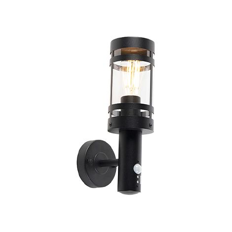 Outdoor Wall Light Black with Motion Sensor IP44 - Gleam