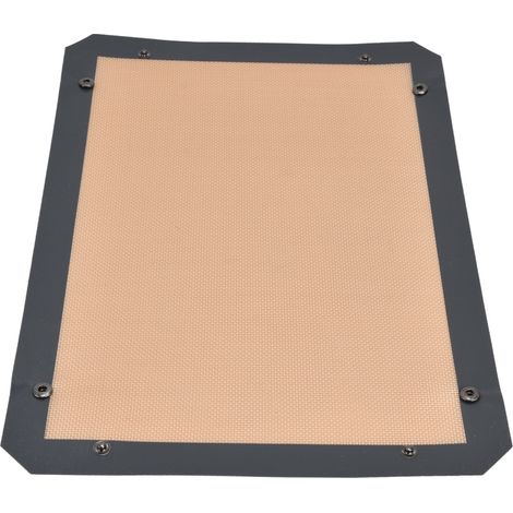 Lot de 2 tapis de cuisson en silicone renforcé, bord gris, fond jaune, coin coupé, épais, pour four, pâtisserie, macarons, biscuits, poulet rôti, taille moyenne. (1/5)