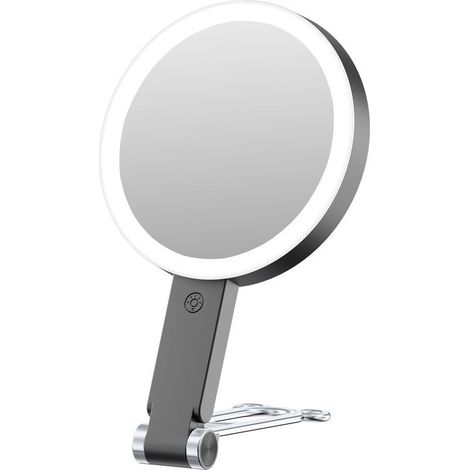 20x Miroir de voyage avec lumière, miroir de maquillage grossissant double face, miroir de maquillage rechargeable avec éclairage 3 couleurs, écran tactile à intensité variable, poignée de (1/5)