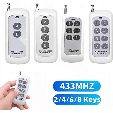 433-MHz-Funkfernbedienung mit 1527 Lerncodes, 2, 4, 6 oder 8 Tasten, große Reichweite für Garagentoröffner im Smart Home (1/4)
